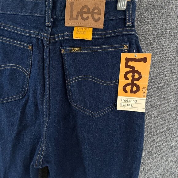 VTG NOS Lee Denim Jeans Dark Wash Ms. Petite 12 Rider USA All Cotton ACTL 27X29 - Picture 13 of 16
